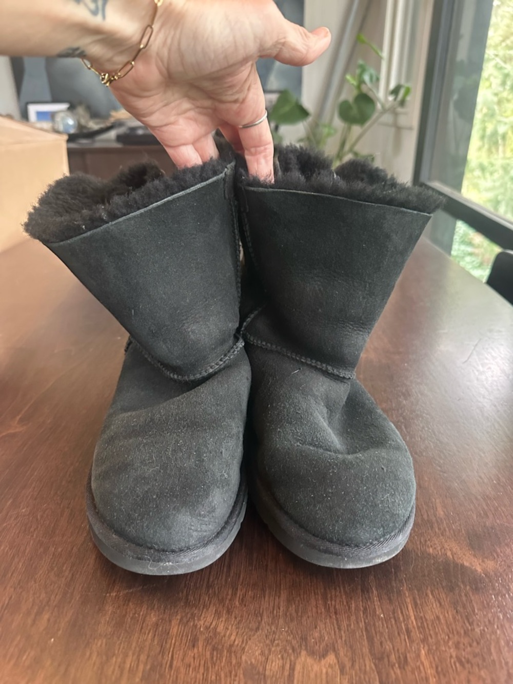 UGG Black Bailey Bow II Shearling Lined Suede Winter Boots 6 - Picture 2 of 8